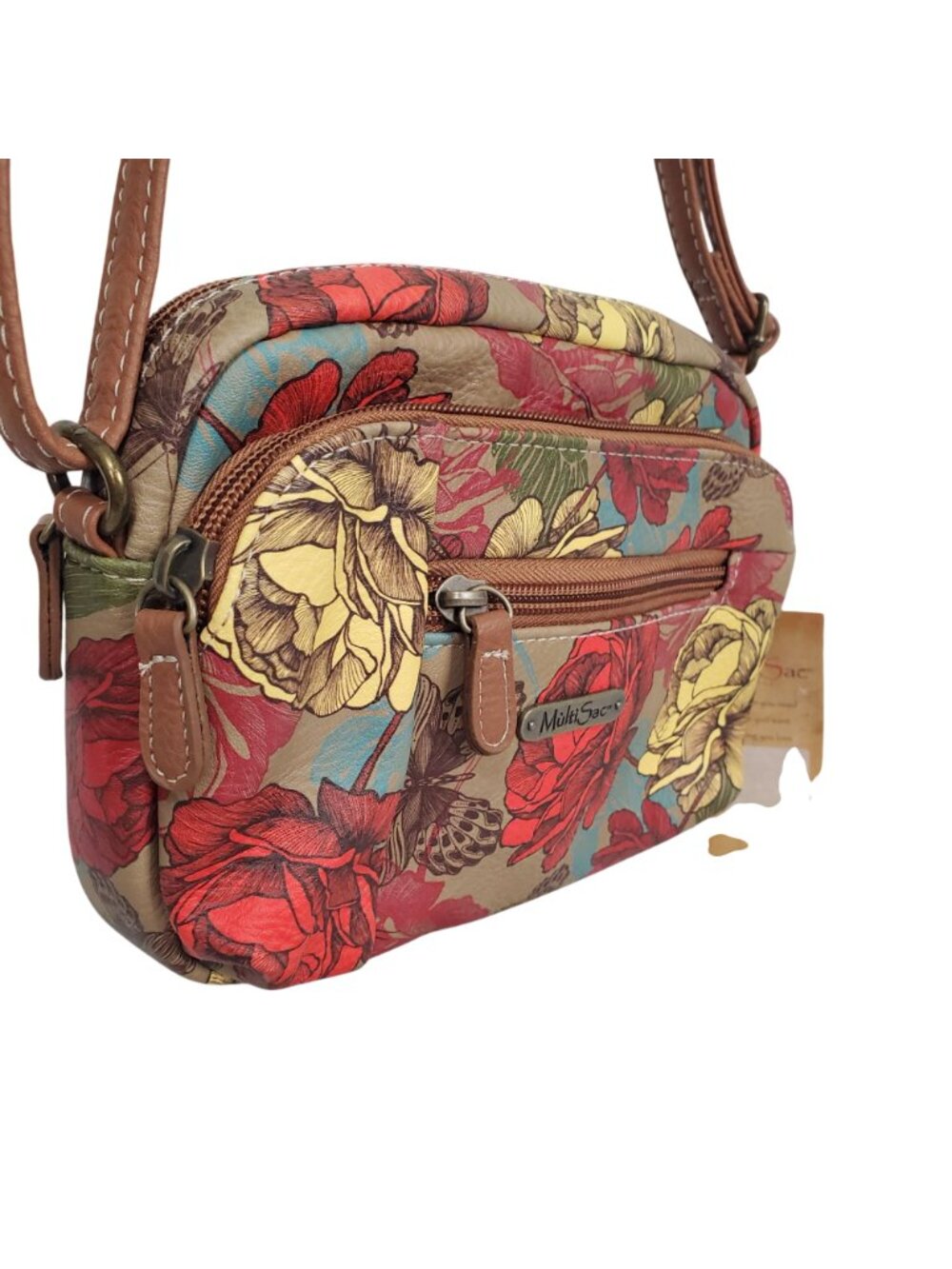 MultiSac NWT Small Purse Floral Printed Multi Pocket Crossbody Adjustable Strap - Picture 5 of 7